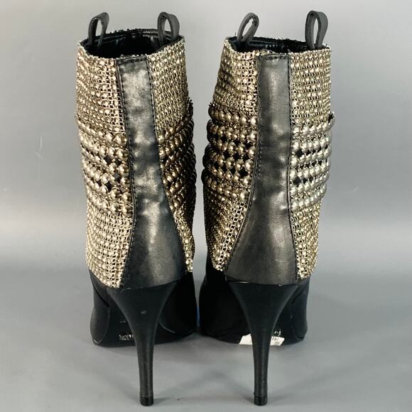 SCHUTZ Size 7 Black Studded Pull On Stiletto Booties - Picture 3 of 8